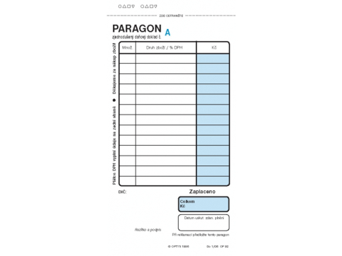 Paragon Optys obchodní 2x50listů, číslovaný nepropis. 1092