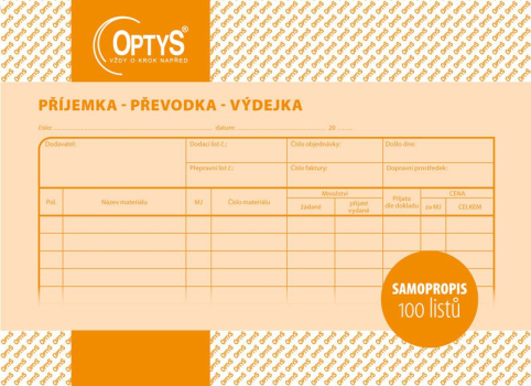 Samopropisovací příjemka, převodka, výdejka A5, 100 listů