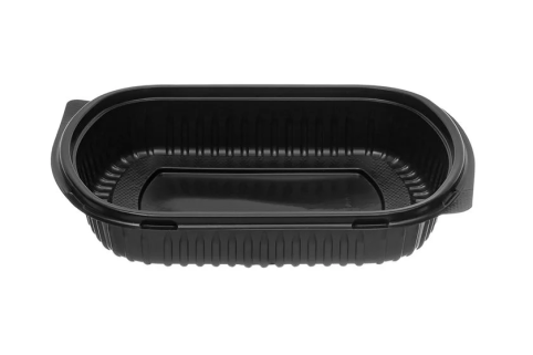Menu miska PP 1dílná černá s transparentním víčkem 1200 ml, 50 ks