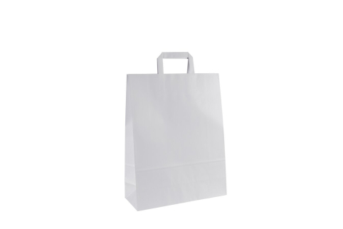Papírová taška s plochým uchem bílá 320 × 120 × 410 mm