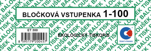 Bločkové vstupenky 1 - 100 čísel ET300